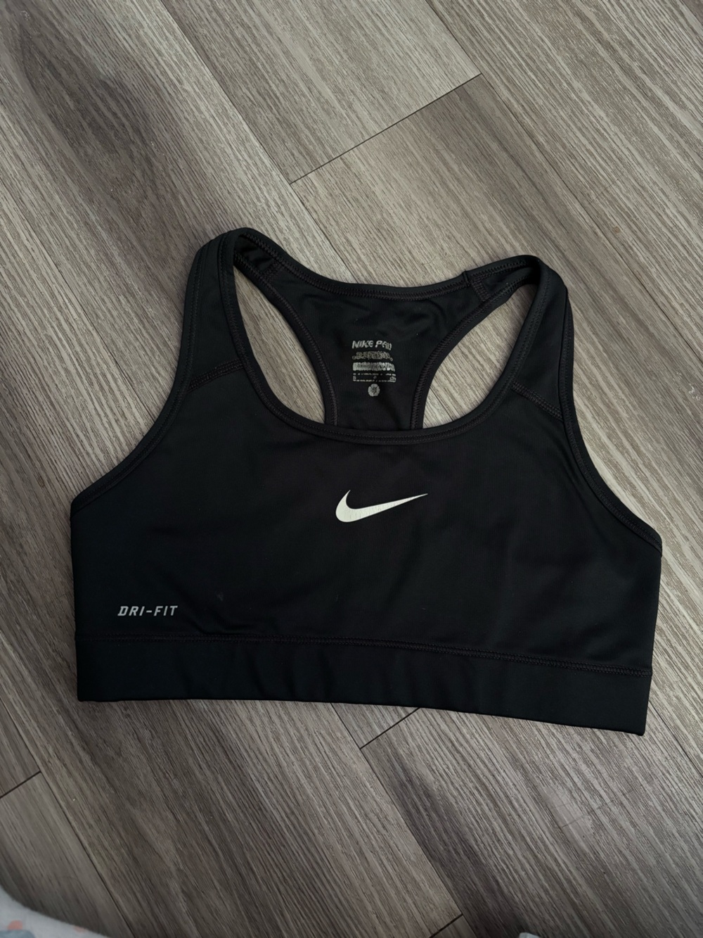 Nike Black Dri-FIT Sports Bra with White Swoosh